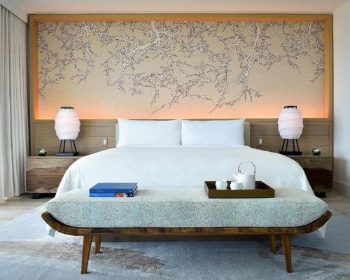 The design palette crafted by Rockwell draws upon raw, natural forms and layers of materials / Nobu Miami Beach