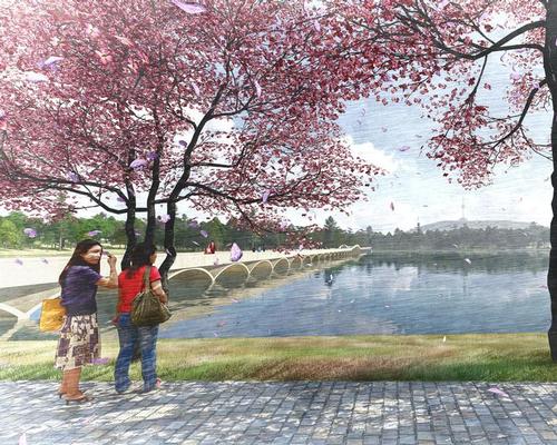 Cherry blossoms will bring colour to one of the park's biotopes / West 8
