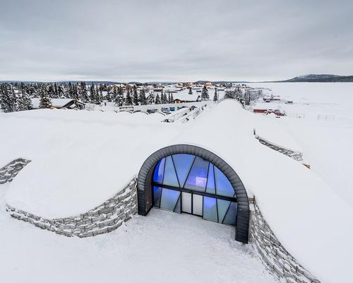 The Icehotel 365 has been erected on the site of an ice storage plant, and its icy walls will be maintained by a refrigerating plant / Icehotel