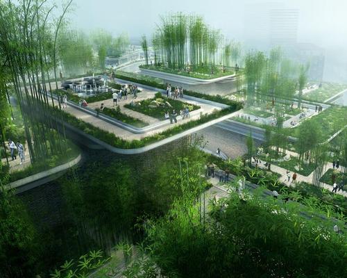 Their verdant cultural scheme for the Chinese city – which was a shortlisted competition entry – reintroduces nature to a dense and disconnected urban environment / WAF