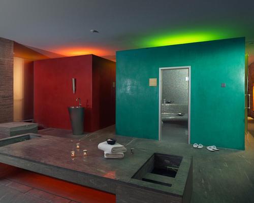 A sauna landscape features various aroma and steam baths