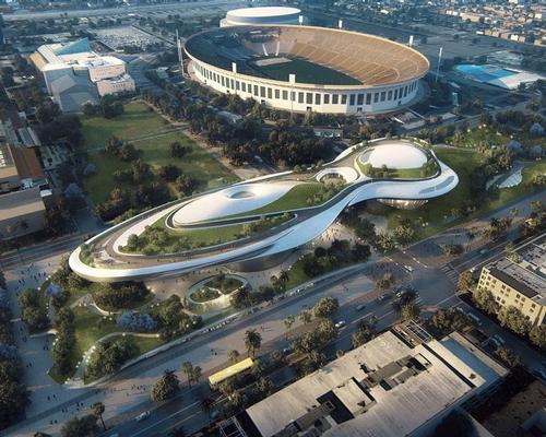 Ma Yansong’s design for LA, which includes several acres of surrounding parkland, is an example of his trademark organic and futuristic form-making / Lucas Museum of Narrative Art/MAD Architects
