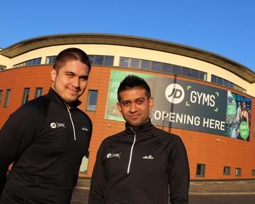 Assistant manager, Fitz Arkey, and general manager, Dhiren Varand, outside JD Gyms Birmingham 