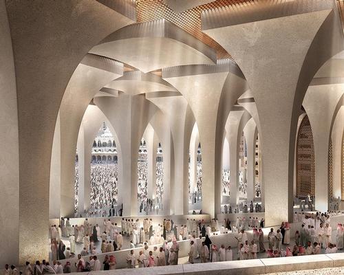 The hotel will 'create a new gateway' for pilgrims travelling between Haramain Railway Station and the Grand Mosque / Foster + Partners