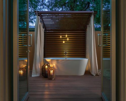 The 12 Spa Suites have been given teak decking and privacy screens around the oversized outdoor soaking tubs