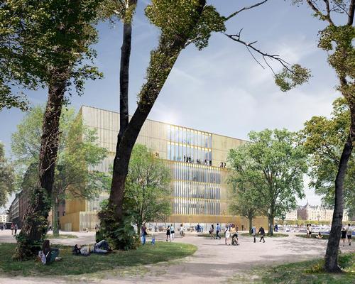 Chipperfield’s cuboid facility, clad with thin vertical bronze fins, will house nearly all the foundation’s activities, including the Nobel prize ceremony / David Chipperfield Architects
