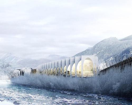 The design is inspired by 'the serpentine run of the Brembo river and the sloping Alpine mountainsides' / BIG
