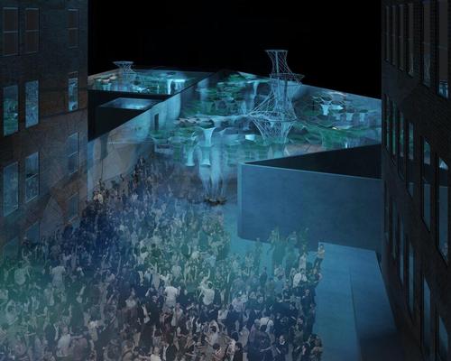 The more people there are, the closer they are together, and the warmer it is, the more mist will be released to create a refreshing micro-climate / Jenny Sabin Studio
