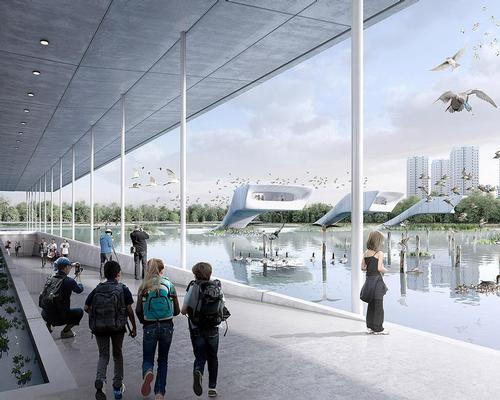 A 3,500sq m visitor education and research centre called the Water Pavilion features in the proposal / McGregor Coxall 