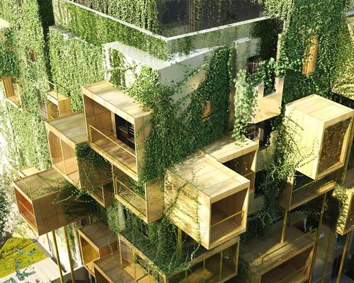 Each differently-sized wooden cube allows for two levels of extension – one covered interior space, and one interstitial terrace / Malka Architecture