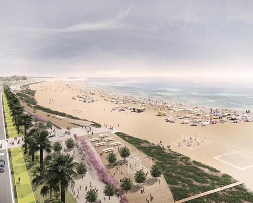Inspired by the classic and multi-tiered Islamic garden, a series of overlapping landscaped layers will create a formal procession from the city to the sea / Lemay/v2com