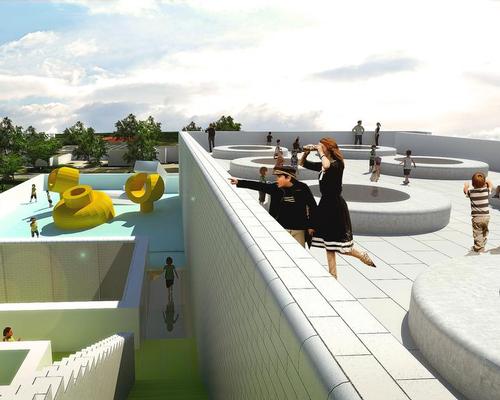 A rooftop space will allow the public to look over the city / The LEGO Group