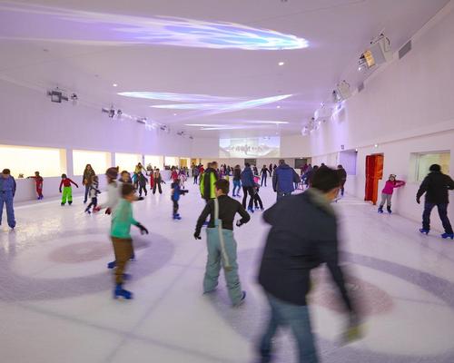 The 500sq m skating rink features scenography recreating a sea ice landscape / Espace des Mondes Polaires