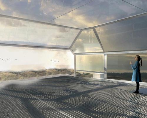 An observation point will look out at the surrounding landscape / BIG