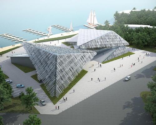 Kengo Kuma reveals design for wing-like tourist centre for China’s Yangcheng Lake