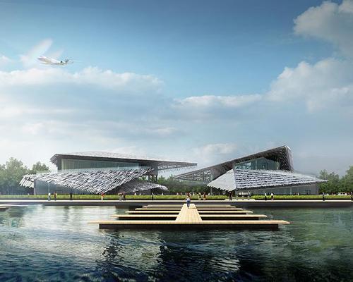 The centre will double as a depot for the lake’s fleet of boats / Kengo Kuma and Associates