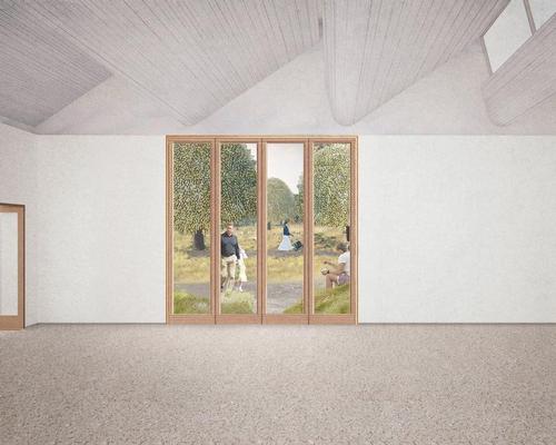  A concrete saw-tooth roof veiled in translucent GRP panels will create a soft north light for the display of artworks inside / Feilden Fowles