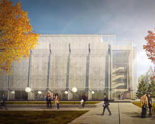 A new protective 5,900sq m (63,500sq ft) glass casing will be integrated with the building to form a double façade / Grand Théâtre de Québec 