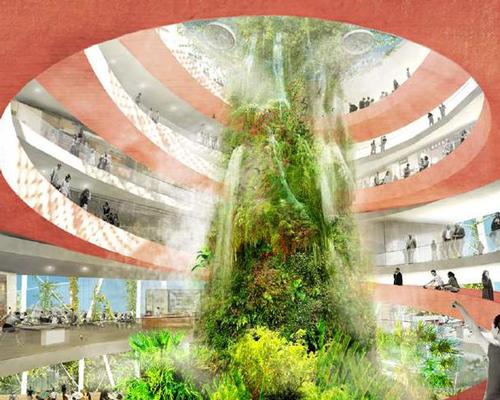 Public bioclimatic domes adorned with hanging gardens lie at the heart of the scheme / Open Shore 