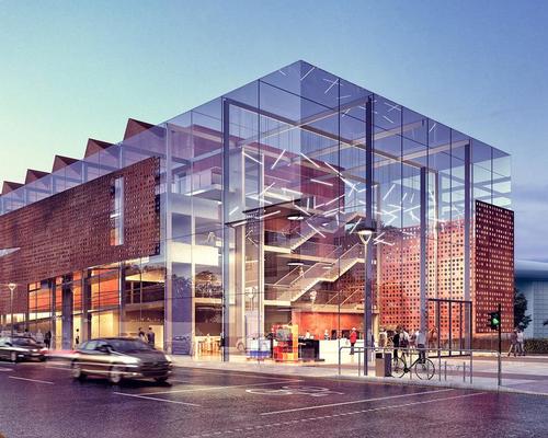 To promote transparency and openness and respect the surrounding context, the building will be wrapped on two sides by the glazed atrium entrance and circulation space / Scott Brownrigg
