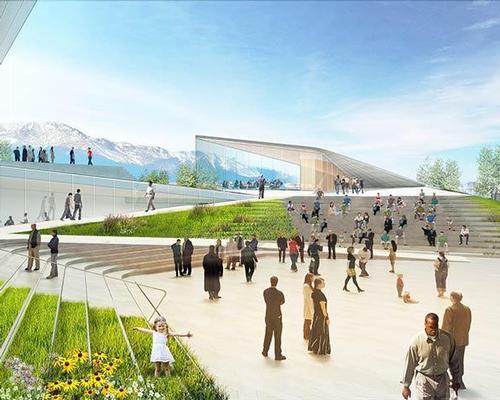 According to DS+R partner Elizabeth Diller, the form of the building is inspired by the movement of athletes, with the structure framing a new downtown public plaza / US Olympic Museum