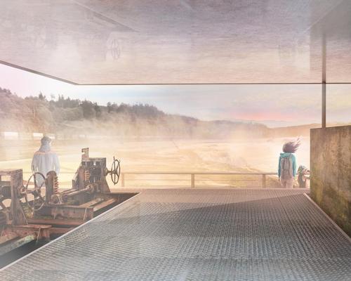 The riverwalk will begin at the entrance to Oregon City’s historic downtown and end at the crest of the falls / Snøhetta 