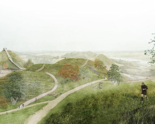 Flat fields will be transformed into mountains and new trails will lead visitors through the historic natural landscape / SLA