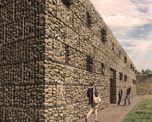  the new structure will be clad using stone gabions: a mesh of stainless steel cages containing hand-laid stones from a local quarry / Twelve Architects