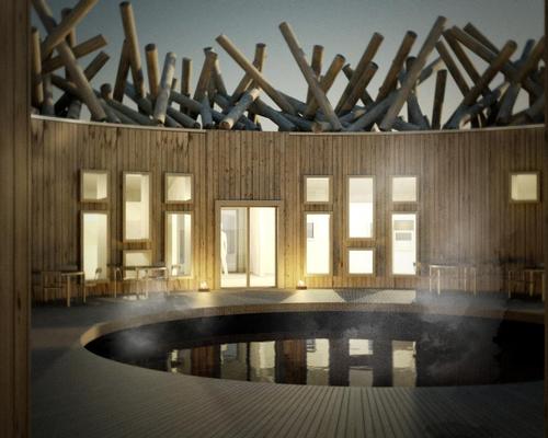 The spa buildings will encircle an open-air cold bath / Arctic Bath AB.