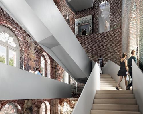 The design proposed by the team of Allies and Morrison and Feilden + Mawson / Malcolm Reading Consultants 