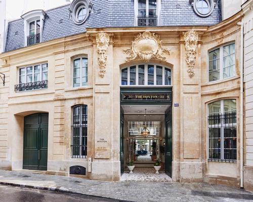 The building's façade – originally created Nicolas Pineau, a leader of the Parisian high rococo style – has been extensively restored / The Hoxton, Paris