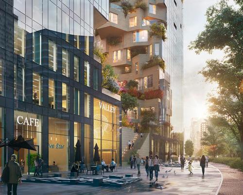 The purpose of the development, set for completion in 2021, is to transform the commercial district into a more liveable and complete urban quarter / MVRDV