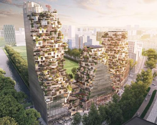 The building, called Valley, will have three towers of varied heights, reaching up to a maximum of 100m, with a series of terraces ascending each / MVRDV