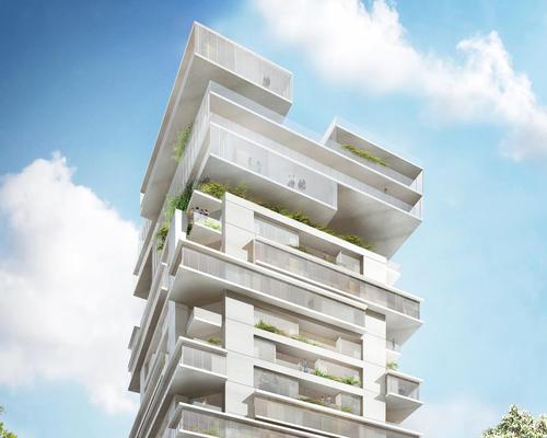 The building will house 220 residential units across 23 floors, and leisure facilities will include a cafe, a lounge, a gym and a fitness suite / Buro Ole Scheeren