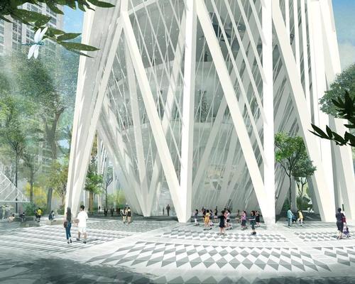 The plaza will be covered by a canopy of dense trees, intended to mimic the country’s tropical rainforests / Henning Larsen