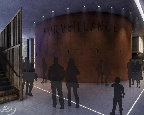 Galleries will be housed across seven bespoke pavilions, each formed of a weathered steel drum with curved paneling / Adjaye Associates
