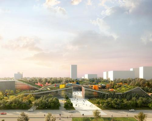 The four distinct buildings have been designed 'to emerge from the ground like silhouetted cracks in the landscape' / MVRDV