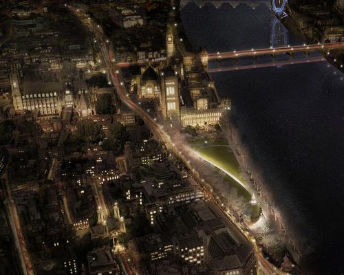 In order to keep the park as a park and to maintain the green space, the team placed its Holocaust Memorial at the far southern end of the Gardens, embedded in the land / Adjaye Associates and Ron Arad Architects