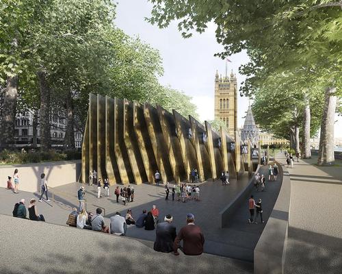 The winning design concept was inspired by research into the site at Victoria Tower Gardens, with Sir David Adjaye describing the location as a 'park of Britain’s conscience' / Adjaye Associates and Ron Arad Architects
