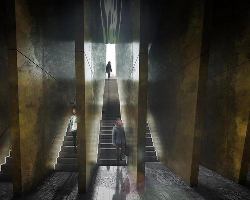 The 23 bronze fins require the visitor to enter in an isolated, solitary way, each pathway planned as a different experience / Adjaye Associates and Ron Arad Architects