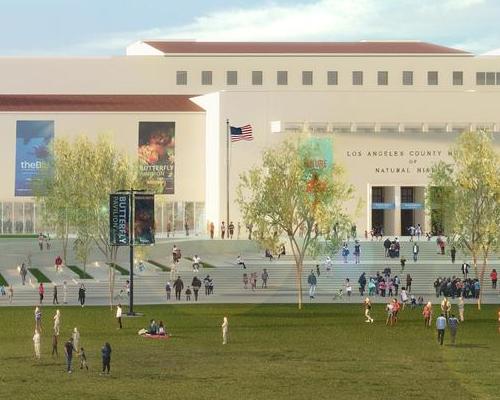 The museum’s southwestern perimeter is re-envisioned as a welcoming 'front porch' extending from Bill Robertson Lane to the existing South Entrance / Natural History Museum of Los Angeles County