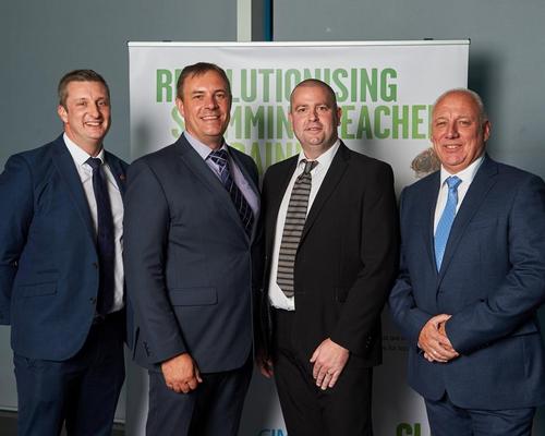 Left to right: Andrew Clark, GLL national sport and aquatics manager; Spencer Moore, CIMSPA director of development; Dave Candler, STA CEO; and Mac Cleves, head of GLL College