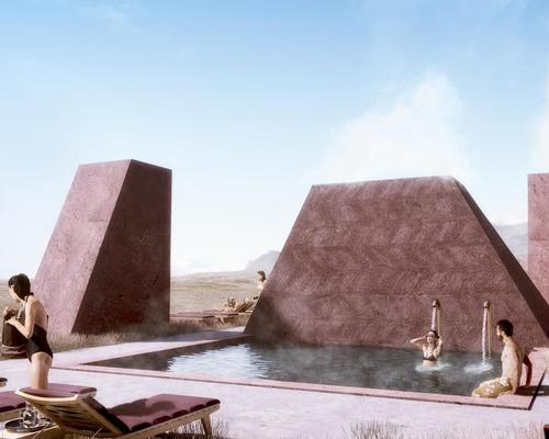The building will be an industrial interpretation of the rocky landscape, 'with heavy geometric shapes shooting up from the ground like sculptural rock formations' / Ikonoform