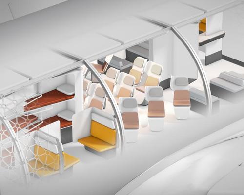The concept is to create modulars cabins with simplified and standardised interfaces that enable large sections to be quickly switched out, depending on the requirements of passengers / Transpose