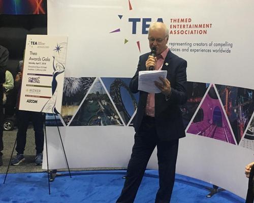 TEA’s president of the International Board, David Willrich, addresses the crowd at IAAPA 2017 / Lauren Heath-Jones