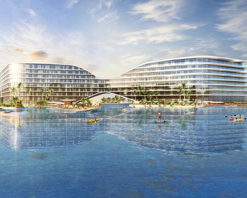 'At its centre, the building bridges over the lagoon, forming a gateway into the long perspective of the lagoon as it fades into the horizon,' says Bernardo Fort-Brescia, principal of Arquitectonica