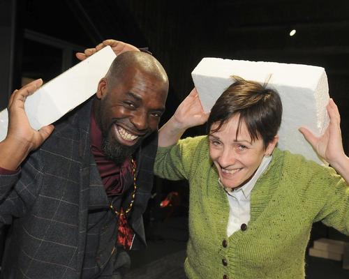 Choreographer Martin Hylton with Kate Harland, senior learning officer at the Lion Salt Works Museum, at Salt's preview night / Lion Salt Works Museum