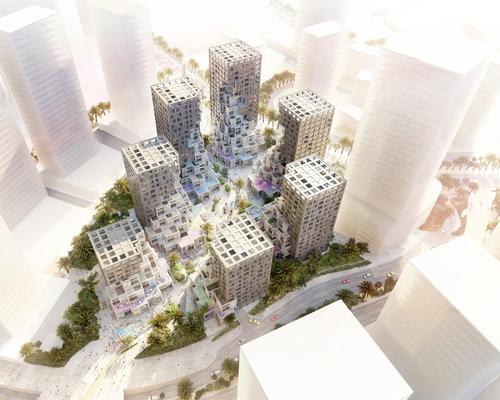 Called Pixel, the 76,000sq m (818,000sq ft) development will consist of seven ‘pixelated’ mid-rise towers organised around a lively public plaza / MVRDV