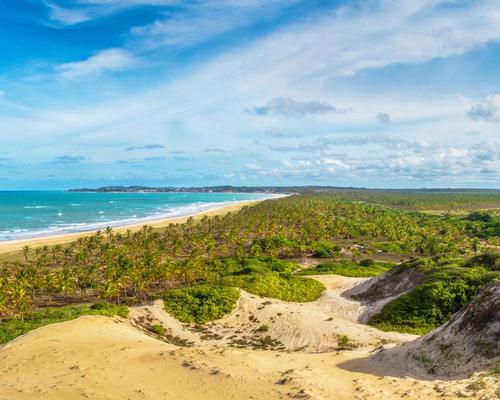 The 6,350-acre (2,570 hectare) site is part of the Eco Estrela Project, and was home to a former coconut plantation with prolific mangroves / Six Senses