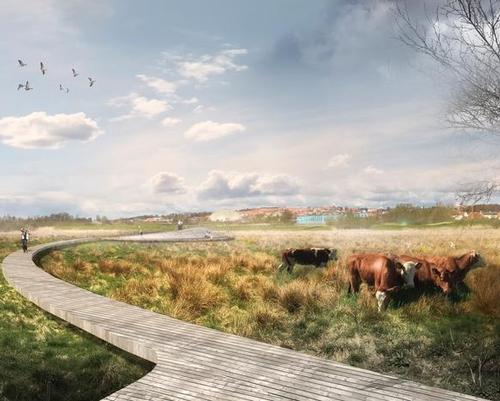Subtle public pathways and amenities will be created so visitors can observe the park’s flora and fauna, enjoy sunsets at the waterside and go canoeing on the river / C.F. Møller Architects